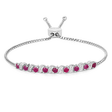 Load image into Gallery viewer, Genuine Ruby and White Topaz Bolo Bracelet