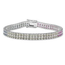 Load image into Gallery viewer, Genuine Multi sapphire Silver Tennis Bracelet
