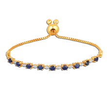 Load image into Gallery viewer, Genuine Blue Sapphire Diamond Bolo Bracelet