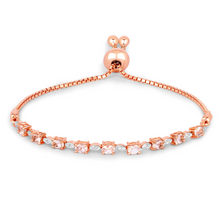 Load image into Gallery viewer, Genuine Morganite and White Diamond Bolo Bracelet