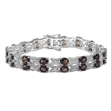 Load image into Gallery viewer, Genuine Smoky Quartz &amp; White Topaz Crossover Bracelet