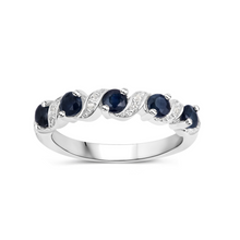 Load image into Gallery viewer, Genuine Blue Sapphire and White Topaz 5 Stone Ring