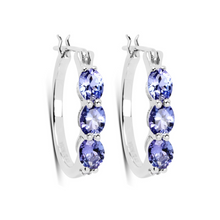 Load image into Gallery viewer, Genuine Tanzanite Diamond 3 Stone Earrings