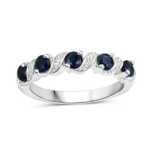 Load image into Gallery viewer, Black Sapphire and White Topaz Half Eternity Ring