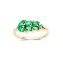 Load image into Gallery viewer, 14K Zambian Emerald And Diamond Cluster Ring
