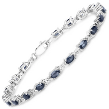 Load image into Gallery viewer, Genuine Blue Sapphire Silver Tennis Bracelet