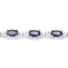 Load image into Gallery viewer, Genuine Blue Sapphire Silver Tennis Bracelet