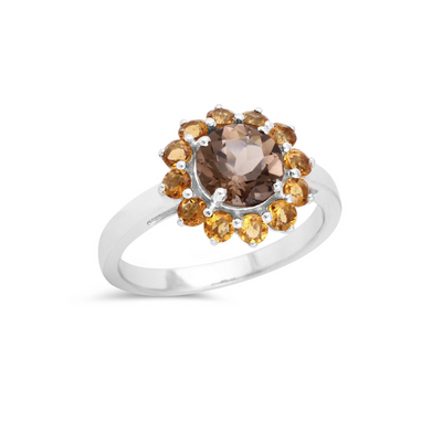 Smoky Quartz Sunflower Ring