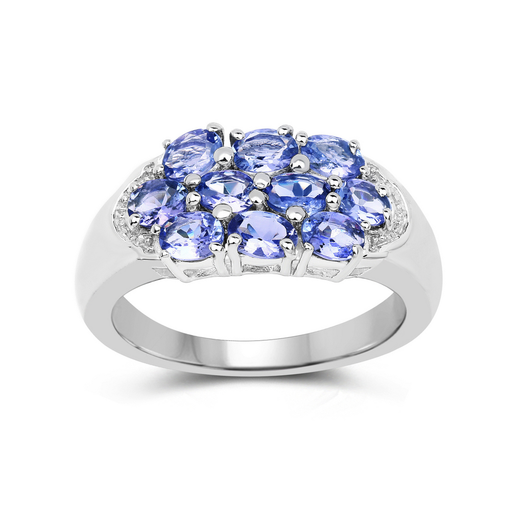 Natural Tanzanite Cluster Ring