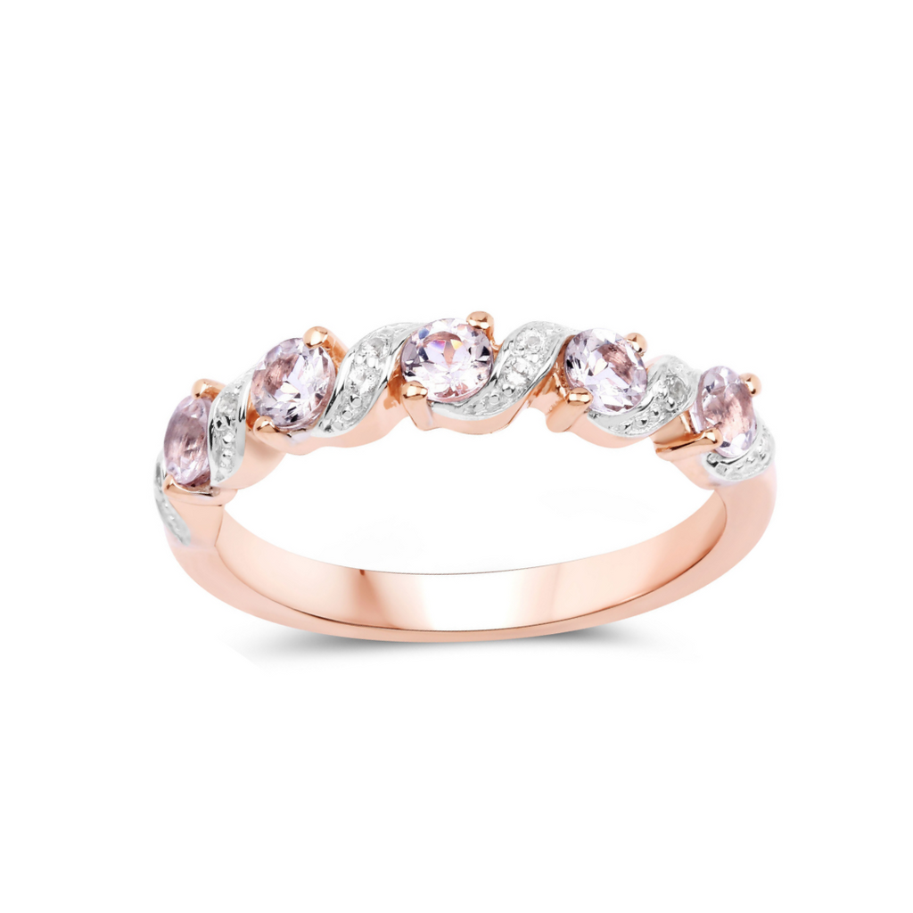 Peach Genuine Morganite 5 Stone Ring