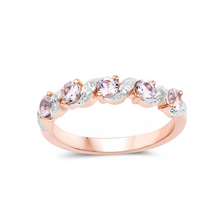 Load image into Gallery viewer, Peach Genuine Morganite 5 Stone Ring