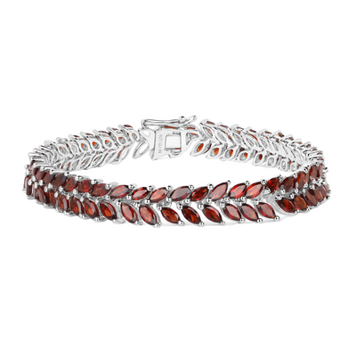 18K White Gold Over Silver Garnet Tennis Bracelet