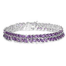 Load image into Gallery viewer, Natural Amethyst Silver Leaf Bracelet