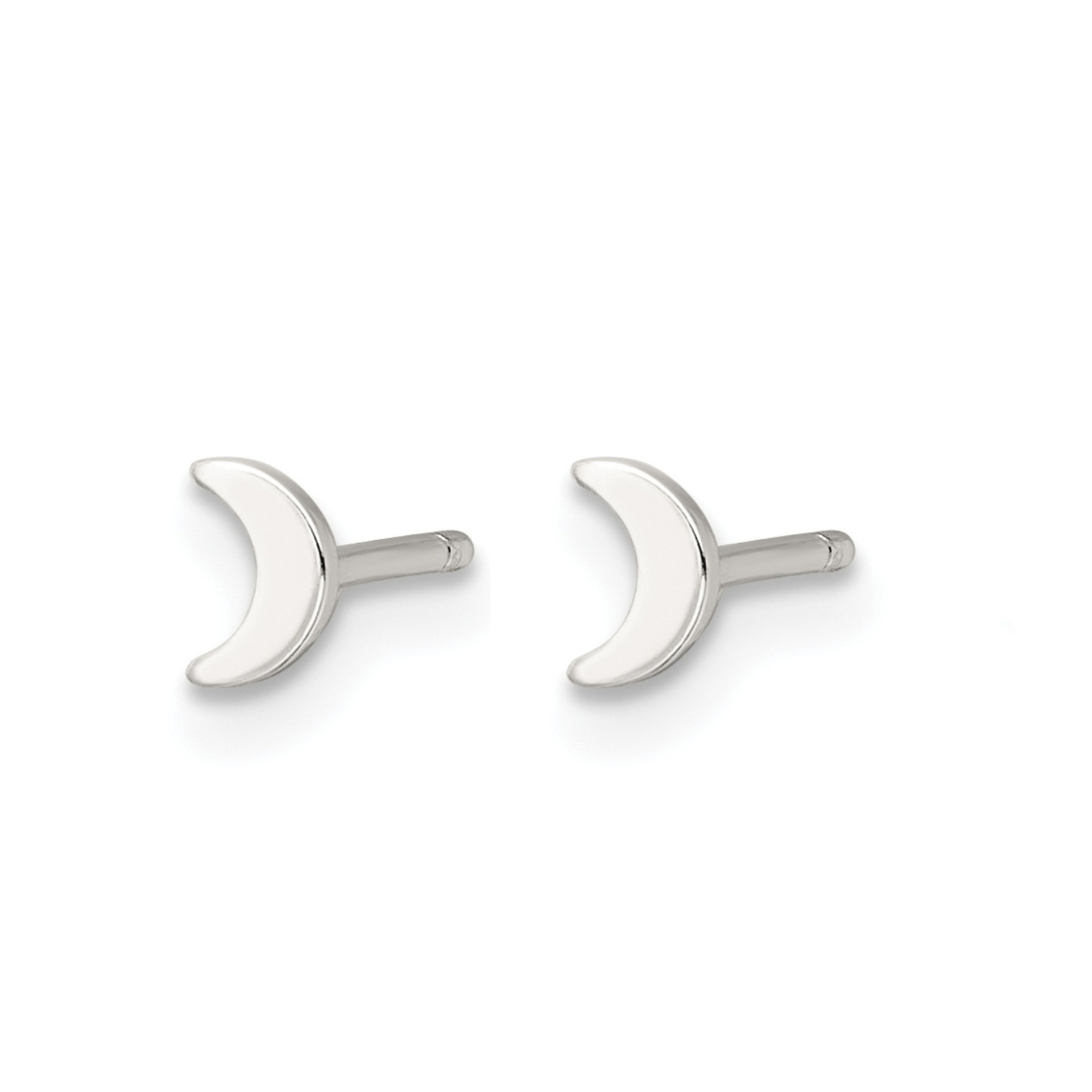 Half Moon Stud Earrings Silver