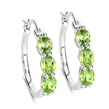 Load image into Gallery viewer, Genuine Green Peridot Hoop Earrings