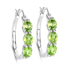 Load image into Gallery viewer, Genuine Green Peridot Hoop Earrings