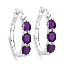 Load image into Gallery viewer, Genuine Purple Amethyst and Diamond Earrings