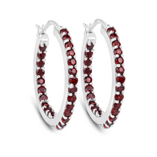 Load image into Gallery viewer, Natural Garnet Hoop Earrings