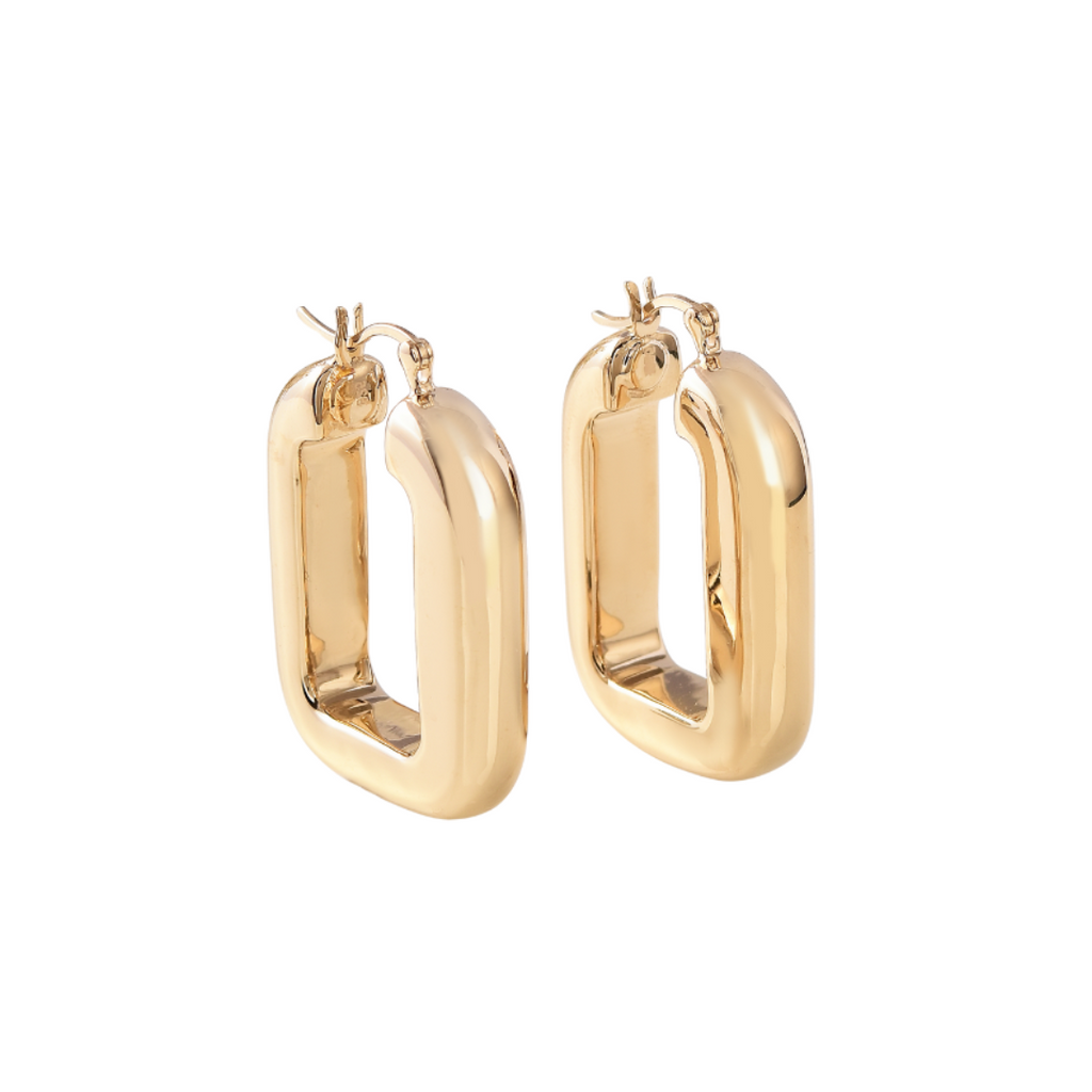 18K Gold Vermeil  Rectangular Hoop Earrings