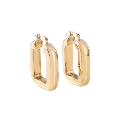 18K Gold Vermeil  Rectangular Hoop Earrings