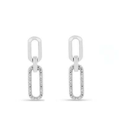 Lab  Diamond Open Rectangle Drop Earrings