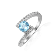 Load image into Gallery viewer, Natural Blue Topaz Solitiare Ring, round topaz ring, wedding ring design