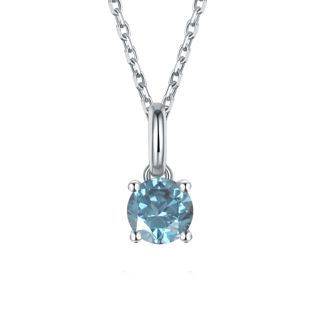 Blue Solitaire Pendant Necklace Blue Minimalist Necklace- FineColorJewels
