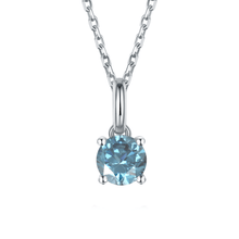 Load image into Gallery viewer, Blue Solitaire Pendant Necklace Blue Minimalist Necklace- FineColorJewels
