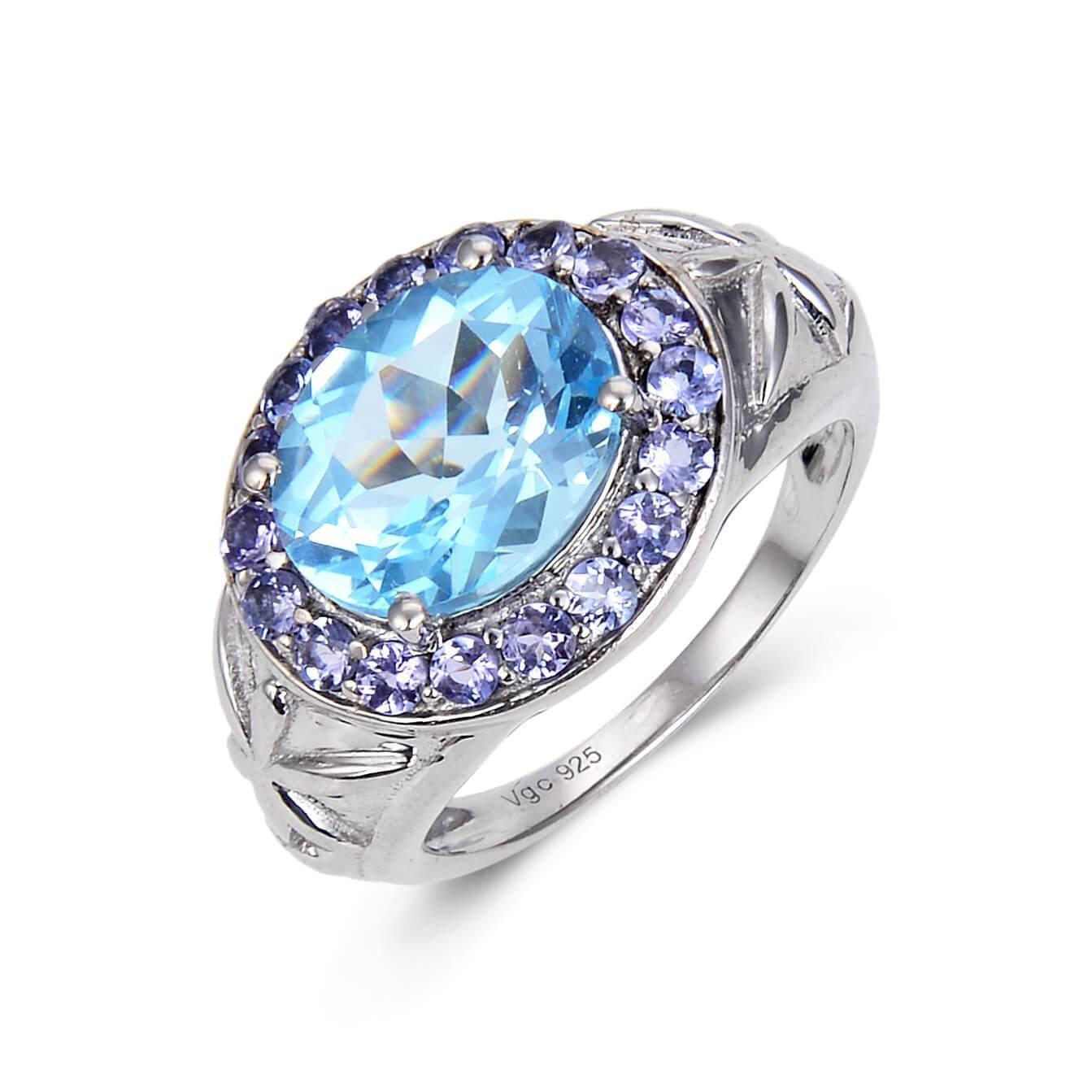 Sterling Silver Oval Blue Topaz Tanzanite Ring.
$ 100 – 150, 6, 7, 8, Blue, Oval, Blue Topaz, White Topaz, 925 Sterling Silver, Statement