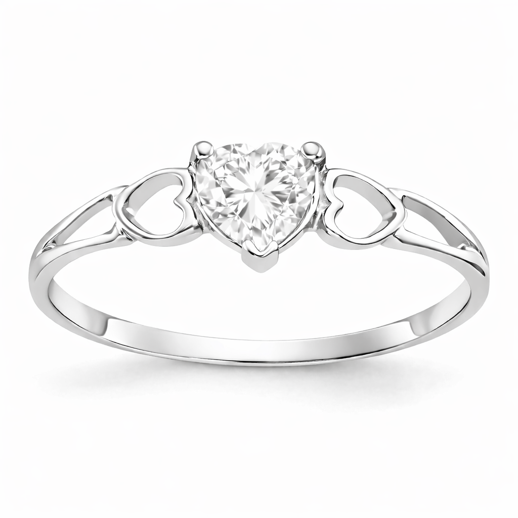 Gold Genuine Heart Birthstone Ring