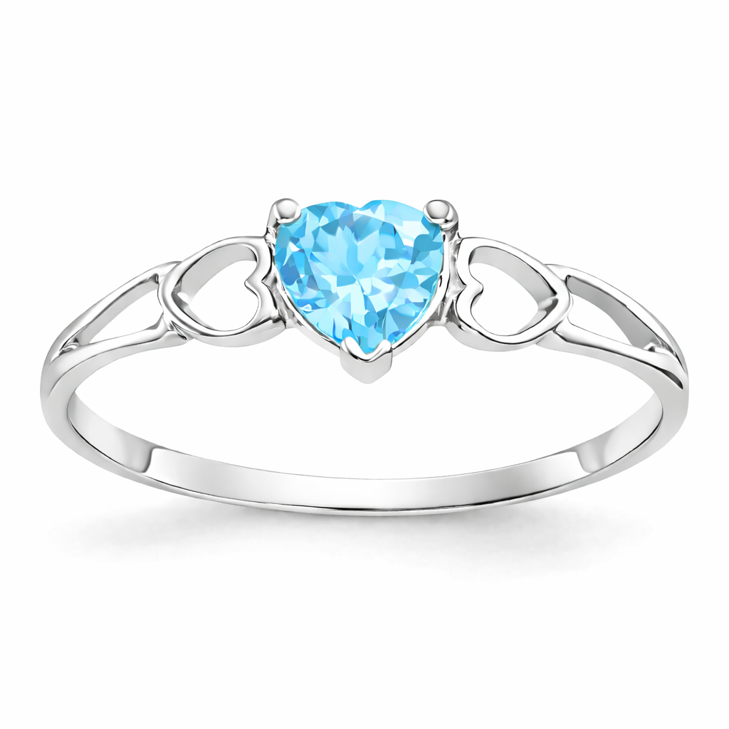 Gold Genuine Heart Birthstone Ring