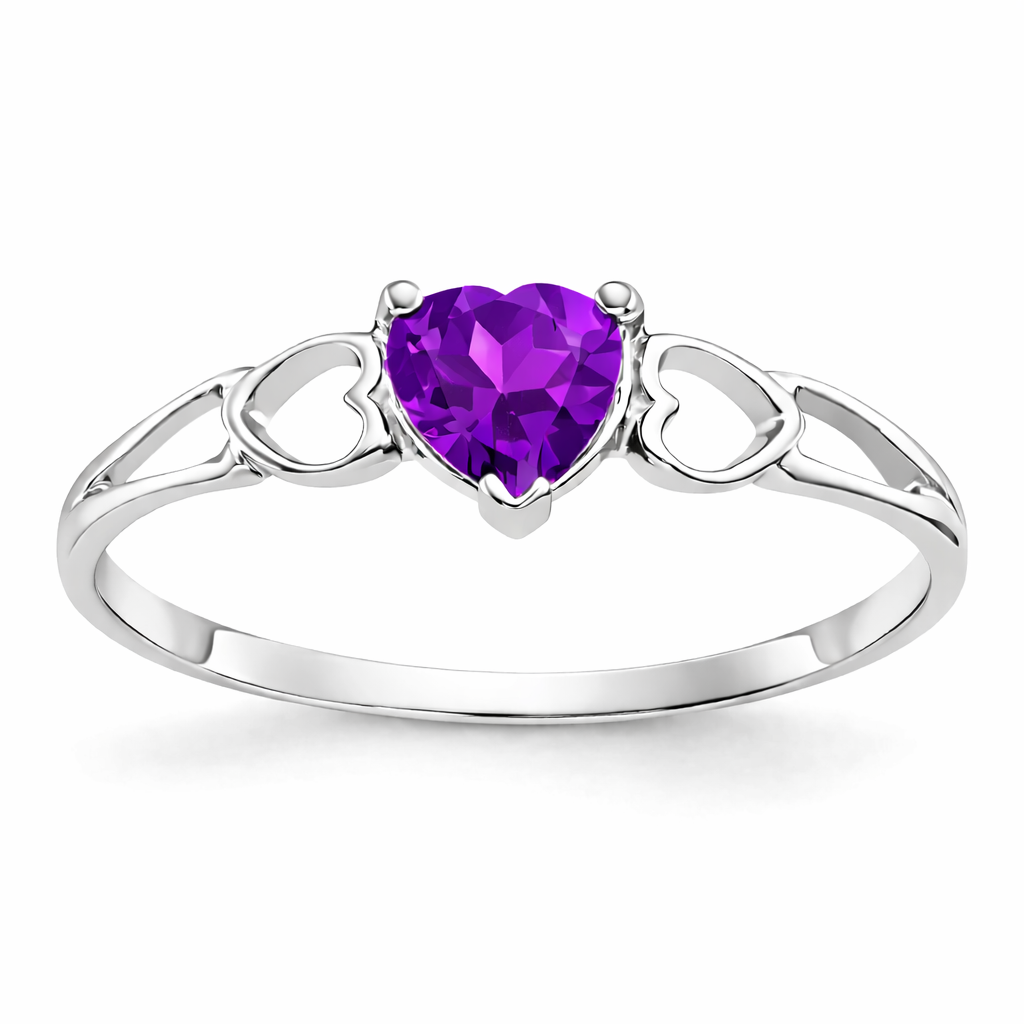 Gold Genuine Heart Birthstone Ring