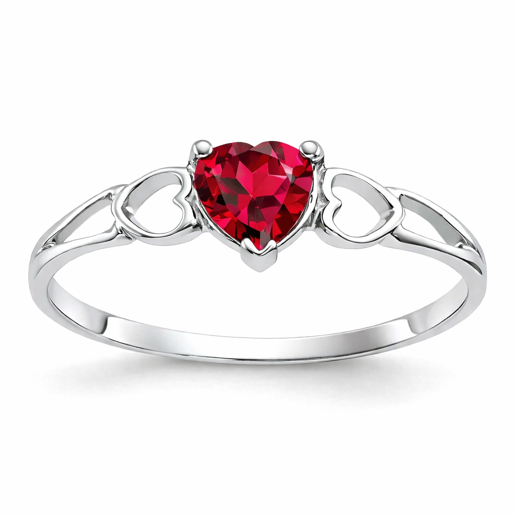 Gold Genuine Heart Birthstone Ring