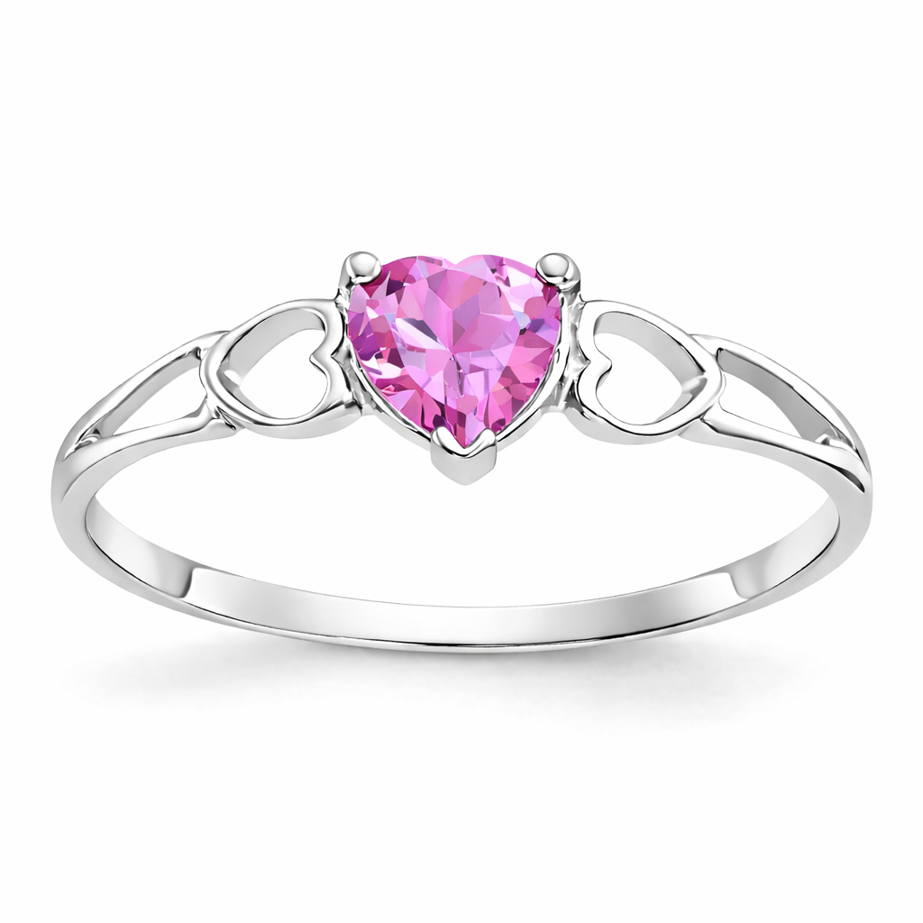 Gold Genuine Heart Birthstone Ring