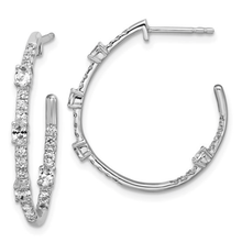 Load image into Gallery viewer, 14K White Gold Lab Diamond J Hoop Earrings Fine Color Jewels 14k Gold Earrings, best gift for girls, best gift for women, Christmas gift, Circle Earrings, circular post earrings, Diamond Circle Hoop, Diamond Earrings, Diamond Jewelry, dla-dm-discount-all-145099, dla-dm-discount-all-154898, fron hoop earrings, gift for her, Gift for Mom, gift for women, gift from daughter, Gold Hoop Earrings, j hoops, Lab Grown Diamond, open circle earrings, Valentine&#39;s Day gift, Wedding Earrings