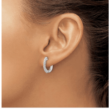 Load image into Gallery viewer, 14K White Gold Lab Grown Diamond Hinged Hoop Earrings Fine Color Jewels 50th birthday gift for women, Birthday gift for her, Bridesmaid Gift for Her, diamond gift for her, dla-dm-discount-all-145099, dla-dm-discount-all-154898, everyday gift for her, gift for her, gift for women, Hinged Hoop Earrings, Jewelry Gift for her, lab grown diamond earrings, minimalist earrings, small hoop earrings, Wedding Gift For Her