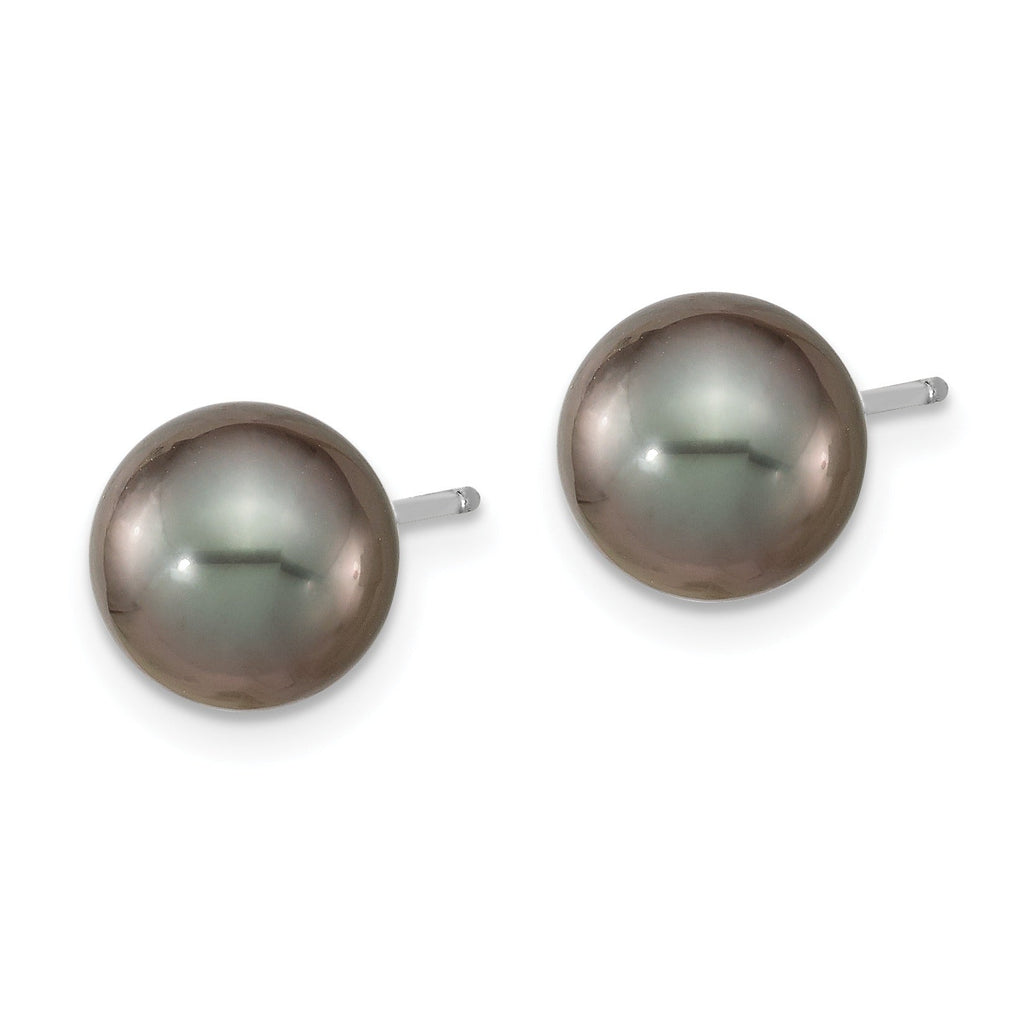 14k White Gold Black Tahitian Pearl Ball Earrings Fine Color Jewels ball earrings, black pearl drop earrings, black pearl earrings, black pearl earrings tiffany, black pearls, black tahitian pearl earrings, gold black pearls earrings, gold tahitian pearl earrings, mikimoto black pearl earrings, pearl earrings black friday, QG, tahiti black pearls, tahitian black pearl earrings, tahitian pearl 14k gold earrings, tahitian pearl drop earrings, tahitian pearl earrings