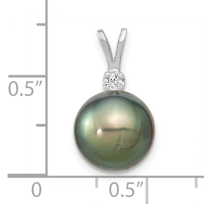 14k Gold Round Black Tahitian Pearl Diamond Pendant Fine Color Jewels QG, tahiti pearl pendant, tahitian black pearl pendant, tahitian pendant
