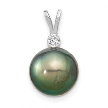 Load image into Gallery viewer, 14k Gold Round Black Tahitian Pearl Diamond Pendant Fine Color Jewels QG, tahiti pearl pendant, tahitian black pearl pendant, tahitian pendant