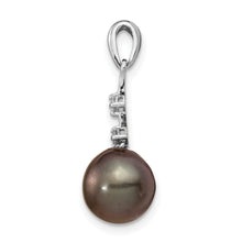 Load image into Gallery viewer, 14k White Gold Black Pearl Tahitian Diamond Pendant Fine Color Jewels QG, tahiti pearl pendant, tahitian black pearl pendant, tahitian pendant