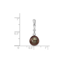 Load image into Gallery viewer, 14k White Gold Black Pearl Tahitian Diamond Pendant Fine Color Jewels QG, tahiti pearl pendant, tahitian black pearl pendant, tahitian pendant