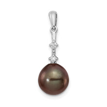 Load image into Gallery viewer, 14k White Gold Black Pearl Tahitian Diamond Pendant Fine Color Jewels QG, tahiti pearl pendant, tahitian black pearl pendant, tahitian pendant