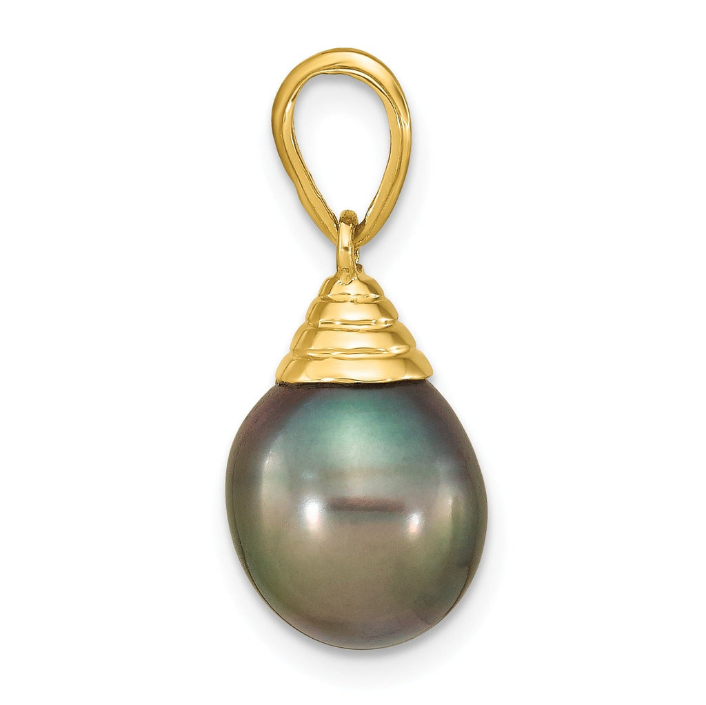 14k Gold Black Teardrop Tahitian Pearl Pendant Fine Color Jewels QG, tahiti pearl pendant, tahitian black pearl pendant, tahitian pendant