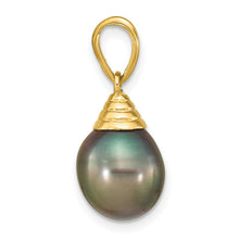 Load image into Gallery viewer, 14k Gold Black Teardrop Tahitian Pearl Pendant Fine Color Jewels QG, tahiti pearl pendant, tahitian black pearl pendant, tahitian pendant