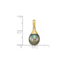 Load image into Gallery viewer, 14k Gold Black Teardrop Tahitian Pearl Pendant Fine Color Jewels QG, tahiti pearl pendant, tahitian black pearl pendant, tahitian pendant