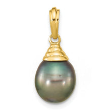 Load image into Gallery viewer, 14k Gold Black Teardrop Tahitian Pearl Pendant Fine Color Jewels QG, tahiti pearl pendant, tahitian black pearl pendant, tahitian pendant