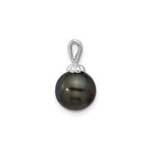 Load image into Gallery viewer, 14k White Gold Round Black Tahitian Pearl Pendant Fine Color Jewels QG, tahiti pearl pendant, tahitian black pearl pendant, tahitian pendant