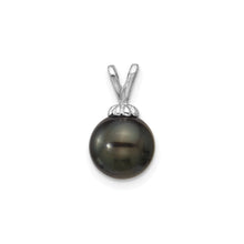 Load image into Gallery viewer, 14k White Gold Round Black Tahitian Pearl Pendant Fine Color Jewels QG, tahiti pearl pendant, tahitian black pearl pendant, tahitian pendant