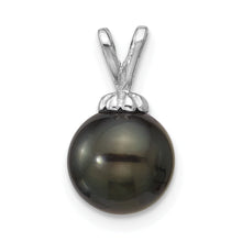 Load image into Gallery viewer, 14k White Gold Round Black Tahitian Pearl Pendant Fine Color Jewels QG, tahiti pearl pendant, tahitian black pearl pendant, tahitian pendant