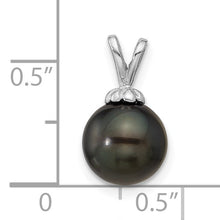 Load image into Gallery viewer, 14k White Gold Round Black Tahitian Pearl Pendant Fine Color Jewels QG, tahiti pearl pendant, tahitian black pearl pendant, tahitian pendant